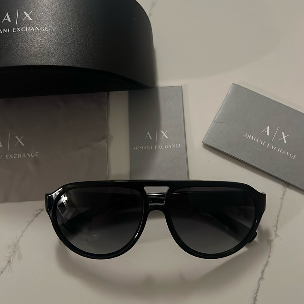 Armani Exchange Black Aviator Sunglasses AX 4042S Gently Used - IMMACULATE!